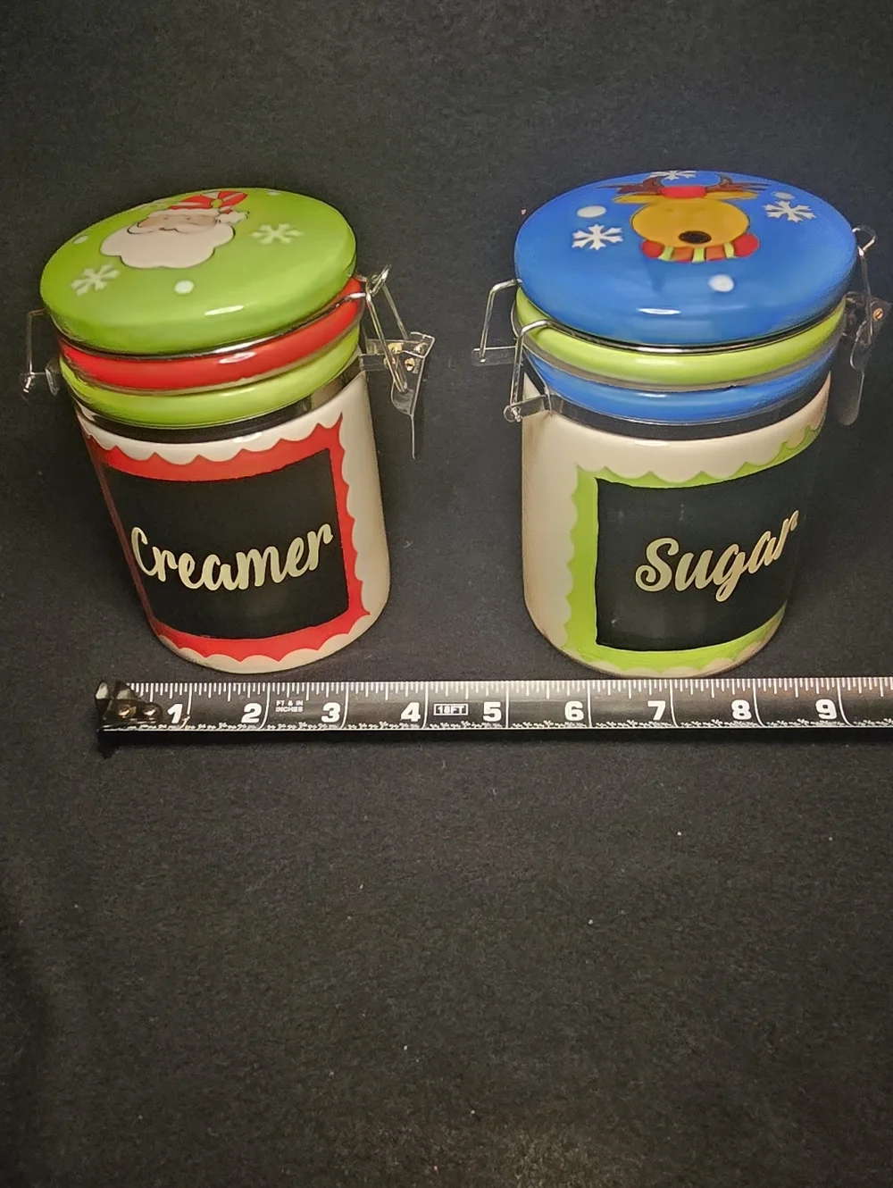 Ceramic Creamer & Sugar Canister Set with Colorful Lids